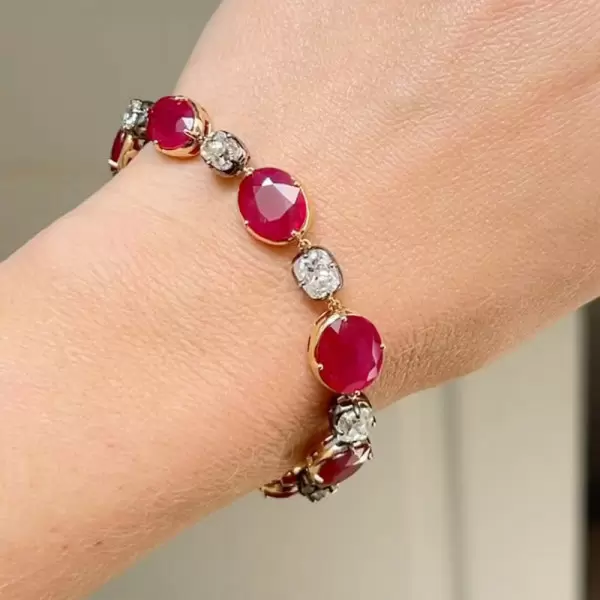 28ctw Oval Cut Ruby Vintage Bracelet