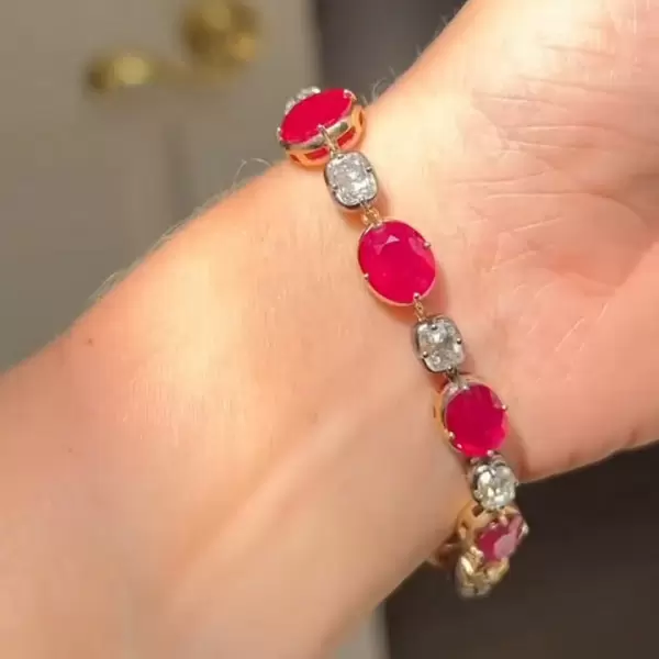 28ctw Oval Cut Ruby Vintage Bracelet