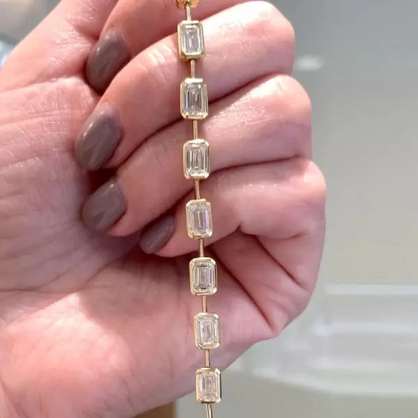 15ctw Bezel-Set Emerald Cut Tennis Bracelet