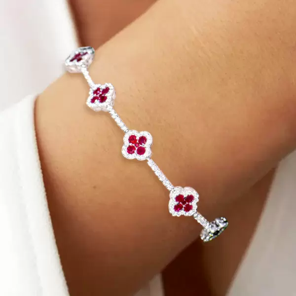 8ctw Ruby Elegant Clover Statement Bracelet