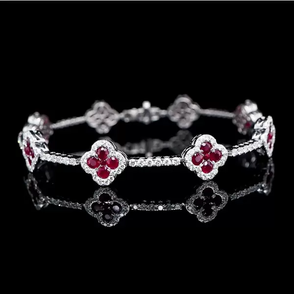 8ctw Ruby Elegant Clover Statement Bracelet