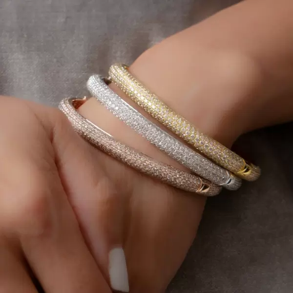 7ctw Four-Row White Sapphire Allover Paved Stackable Bangle