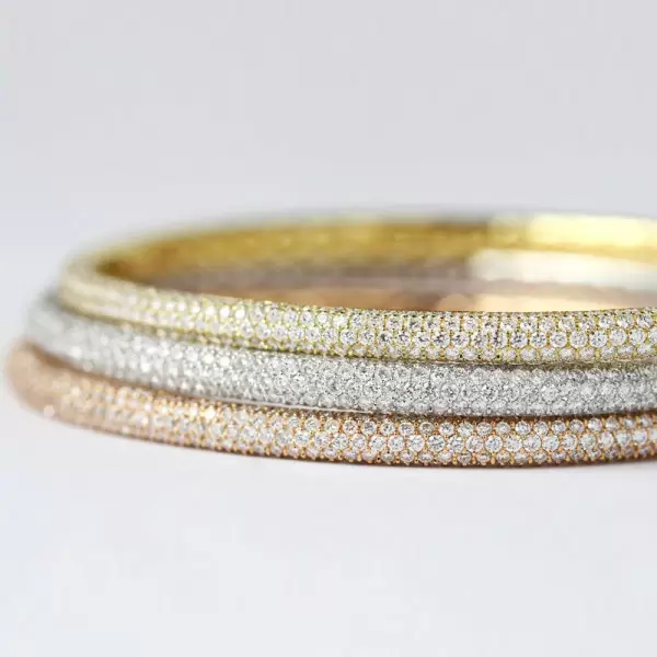 7ctw Four-Row White Sapphire Allover Paved Stackable Bangle