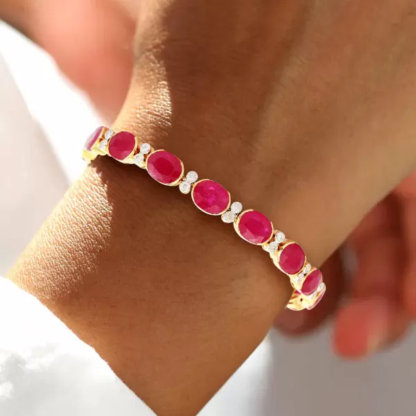 26ctw Oval Cut Ruby Vintage Statement Bracelet