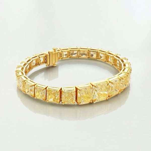 50ctw Princess Cut Gradient Size Yellow Sapphire Bracelet