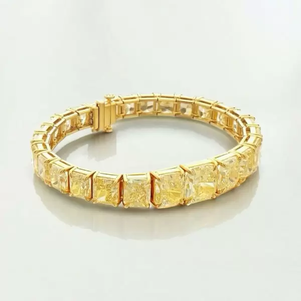50ctw Princess Cut Gradient Size Yellow Sapphire Bracelet