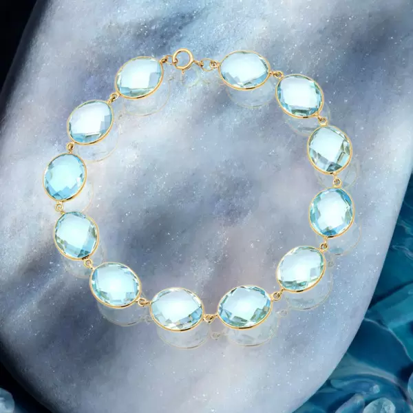 41ctw Oval Cut Aquamarine Vintage Statement Bracelet