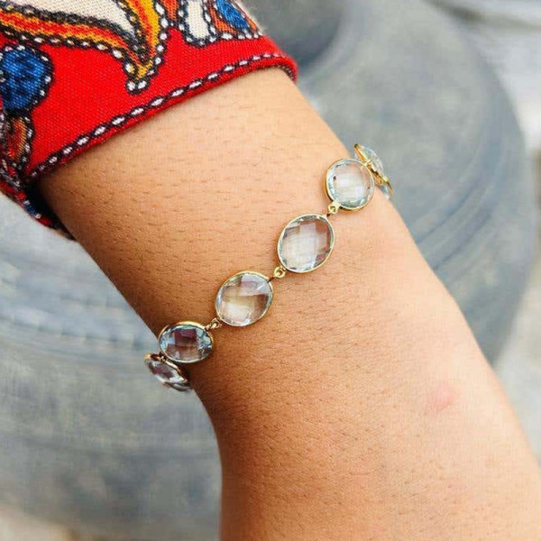 41ctw Oval Cut Aquamarine Vintage Statement Bracelet