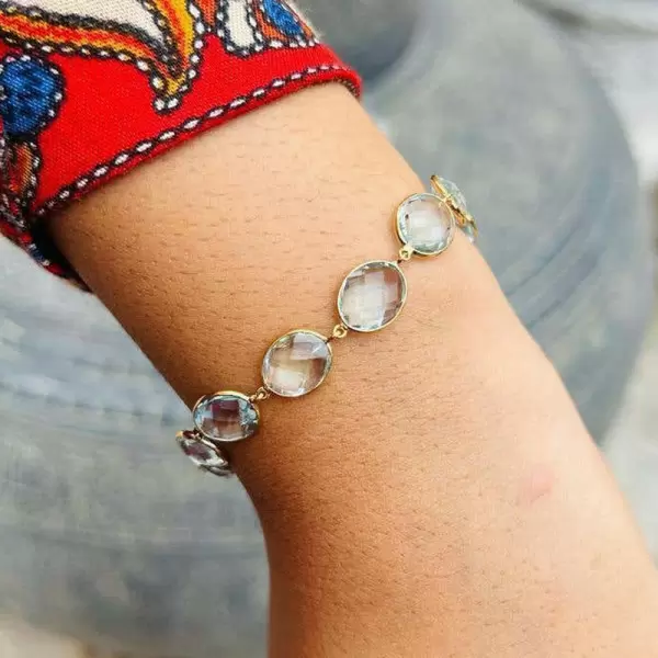 41ctw Oval Cut Aquamarine Vintage Statement Bracelet