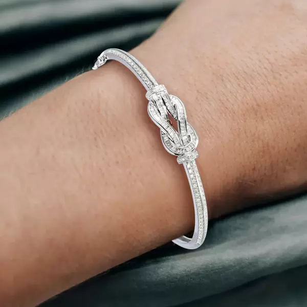 5ctw Baguette and Round Cut White Sapphire Infinity Bangle