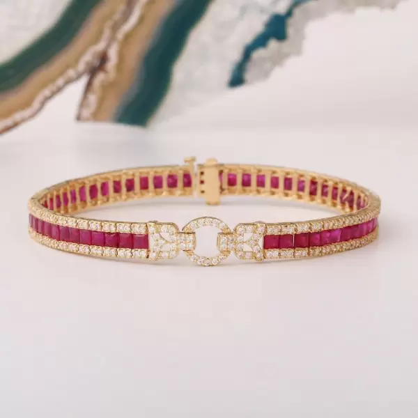 11ctw Princess Cut Blue Sapphire/Ruby Tennis Bracelet