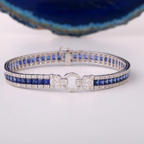 11ctw Princess Cut Blue Sapphire/Ruby Tennis Bracelet