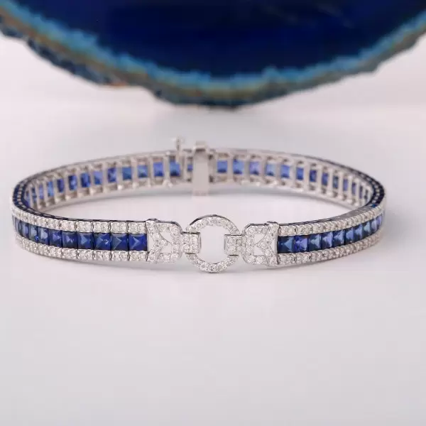 11ctw Princess Cut Blue Sapphire/Ruby Tennis Bracelet