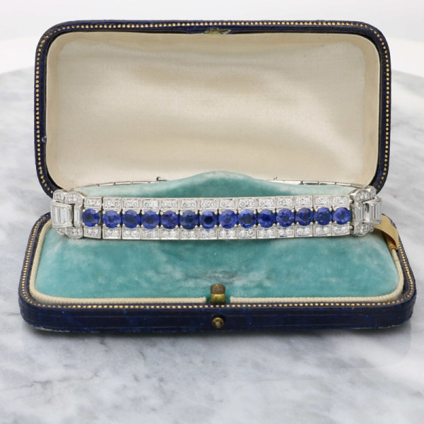 16ctw Round Cut Blue Sapphire Vintage Bracelet