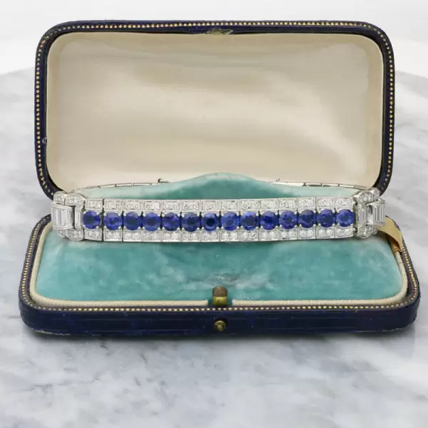 16ctw Round Cut Blue Sapphire Vintage Bracelet