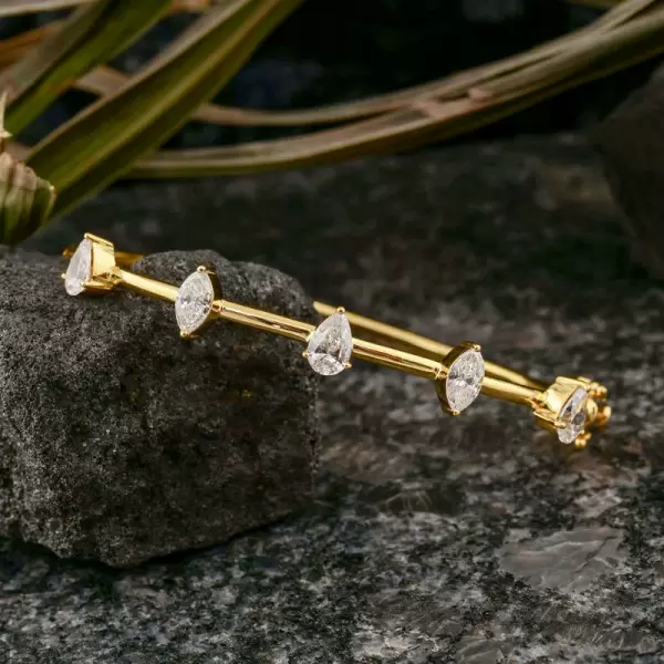 2ctw Pear and Marquise Cut Gold Tone Simple Bangle