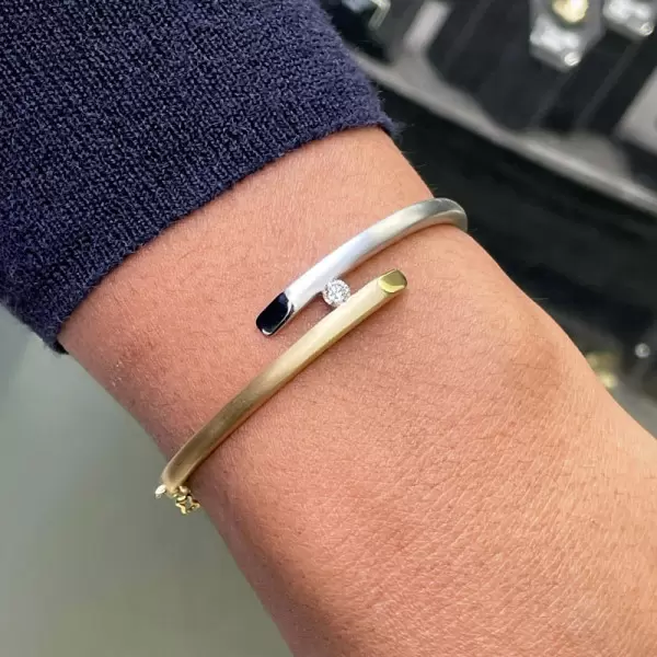 Round Cut Two Tone Matte Bypass Bangle