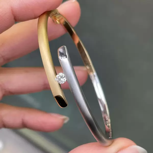 Round Cut Two Tone Matte Bypass Bangle