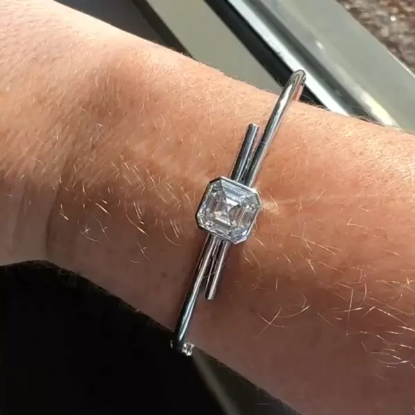 5ct Asscher Cut White Sapphire Simple Bypass Bangle