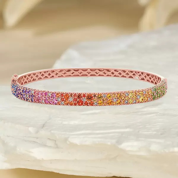 6ctw Round Cut Multicolor Sapphire Paved Rainbow Bangle