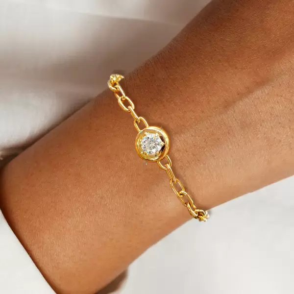 2.7ct Round Cut Pendant Link Chain Bracelet