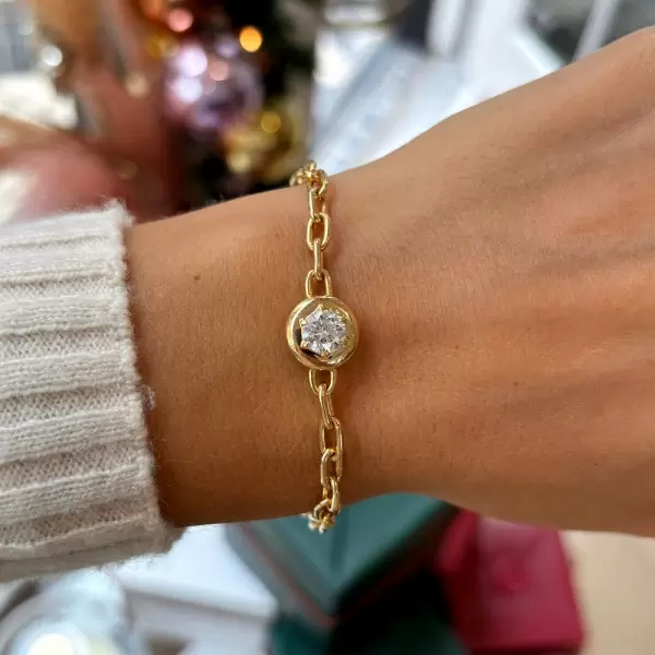 2.7ct Round Cut Pendant Link Chain Bracelet