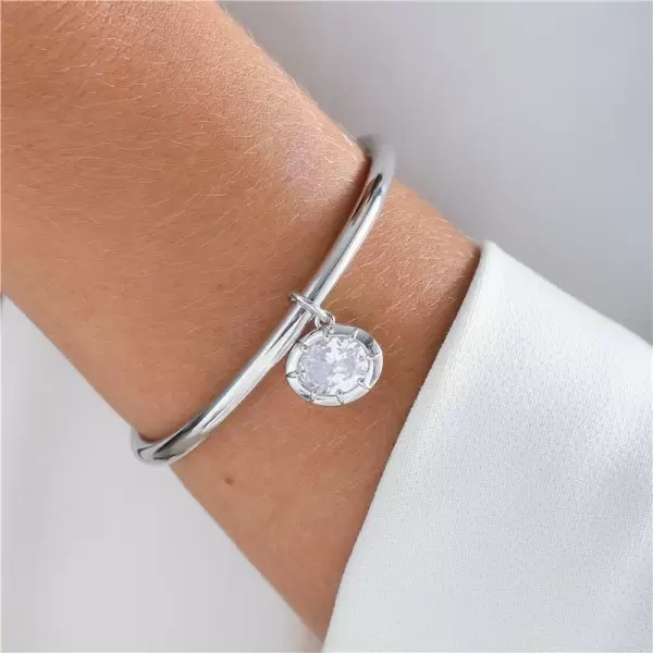 5ct Oval Cut White Sapphire Dangle Simple Bangle