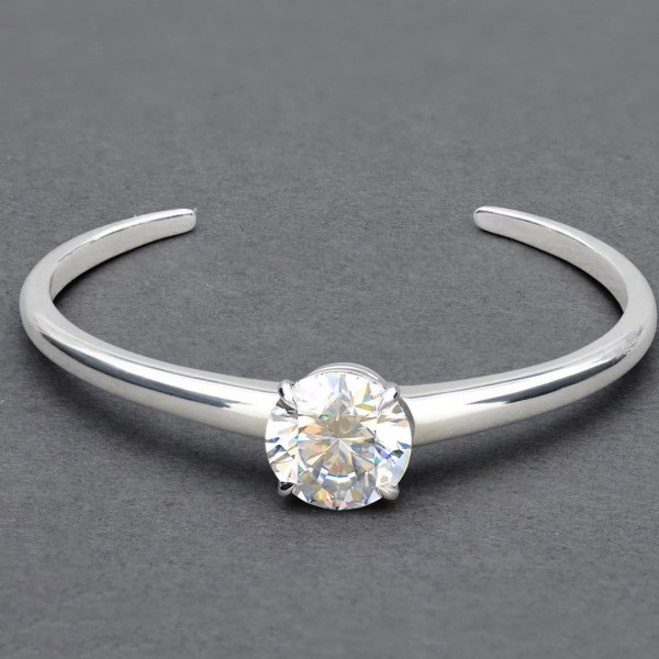 7ct Round Cut White Sapphire Modern Simple Cuff Bangle