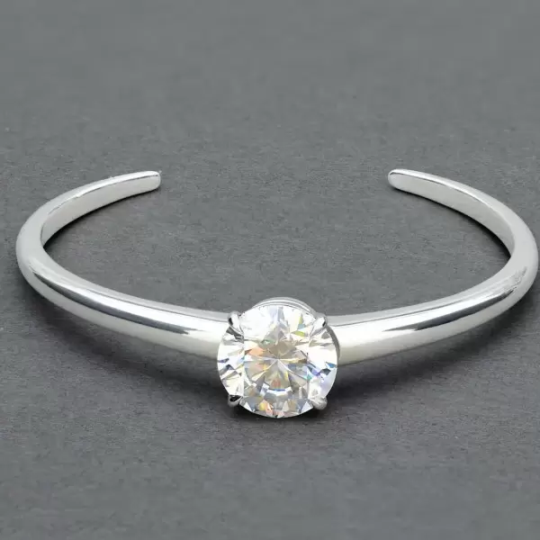 7ct Round Cut White Sapphire Modern Simple Cuff Bangle