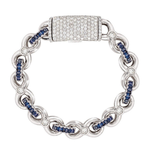 6ctw Baguette Cut Blue Sapphire Infinity Bracelet
