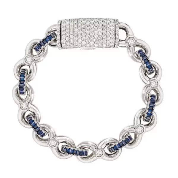 6ctw Baguette Cut Blue Sapphire Infinity Bracelet