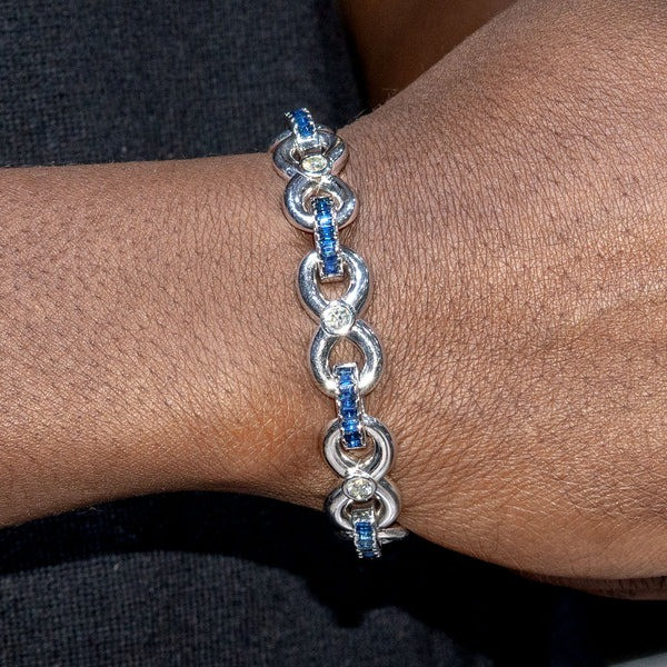 6ctw Baguette Cut Blue Sapphire Infinity Bracelet