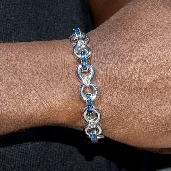 6ctw Baguette Cut Blue Sapphire Infinity Bracelet