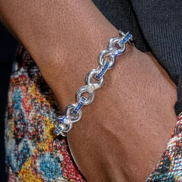 6ctw Baguette Cut Blue Sapphire Infinity Bracelet