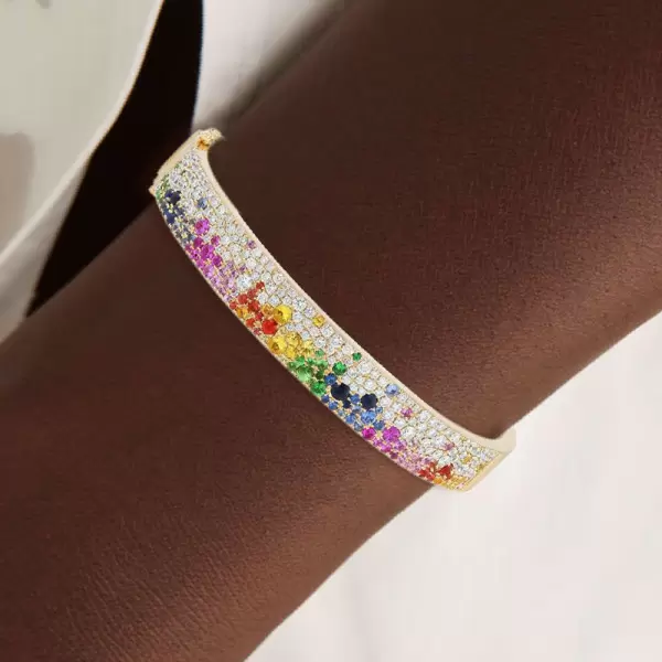 6ctw Scattered Paved Multicolor Sapphire Rainbow Starry Bangle
