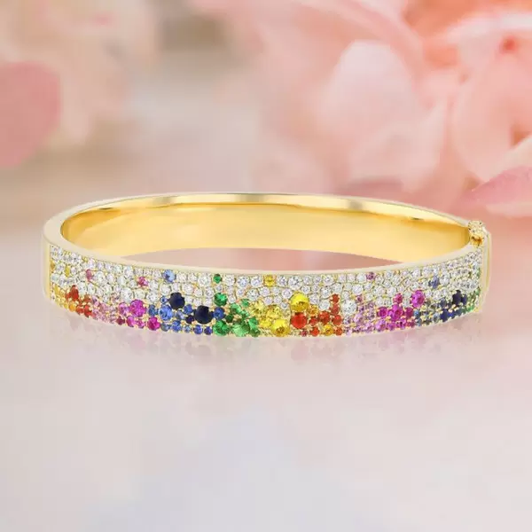 6ctw Scattered Paved Multicolor Sapphire Rainbow Starry Bangle