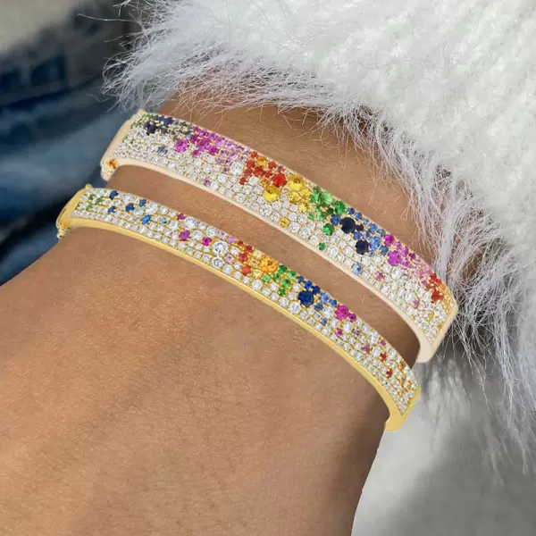 6ctw Scattered Paved Multicolor Sapphire Rainbow Starry Bangle