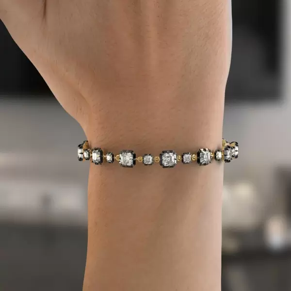 14ctw Asscher Cut Two Tone Vintage Tennis Bracelet