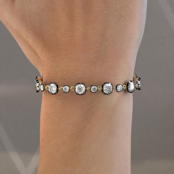12ctw Cushion Cut Two Tone Vintage Tennis Bracelet