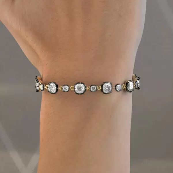 12ctw Cushion Cut Two Tone Vintage Tennis Bracelet