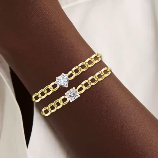 4ct Multi-cut White Sapphire Cuban Chain Stackable Bracelet