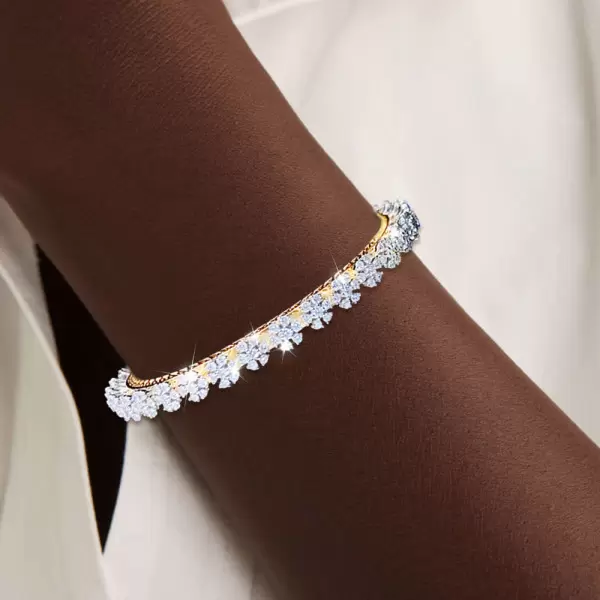 26ctw Cluster Daisy Filigree Two Tone Bangle