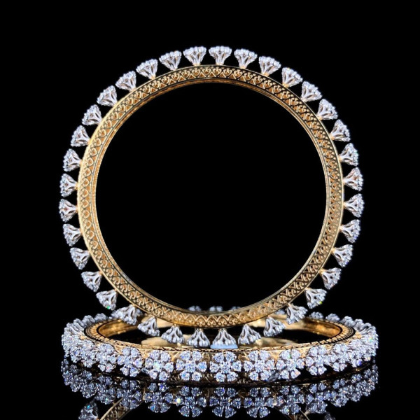 26ctw Cluster Daisy Filigree Two Tone Bangle