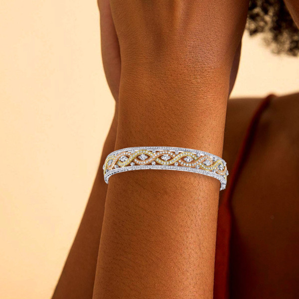 5ctw Intertwined Infinity Three Tone Statement Bangle