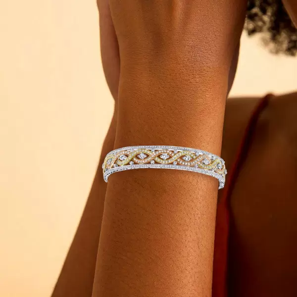 5ctw Intertwined Infinity Three Tone Statement Bangle