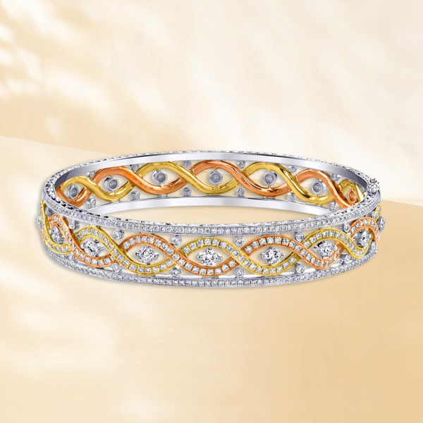 5ctw Intertwined Infinity Three Tone Statement Bangle
