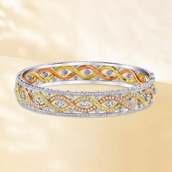 5ctw Intertwined Infinity Three Tone Statement Bangle
