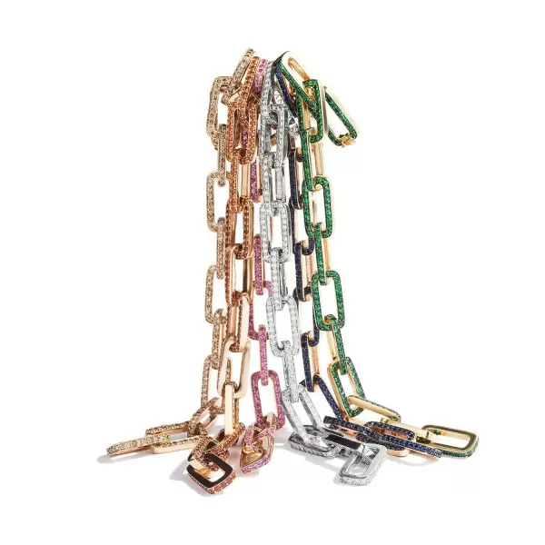 12ctw Multicolor Sapphire Paved Stackable Link Bracelet