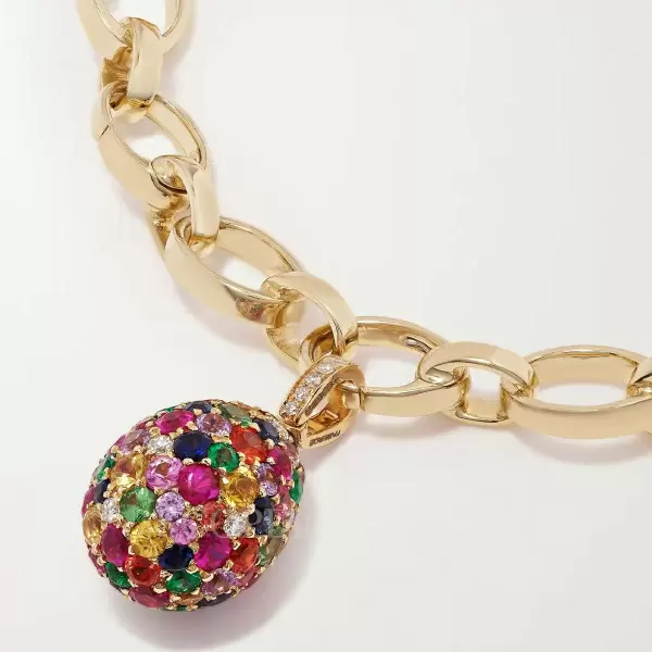 4ctw Multicolor Sapphire Paved Rainbow Egg Charm Bracelet