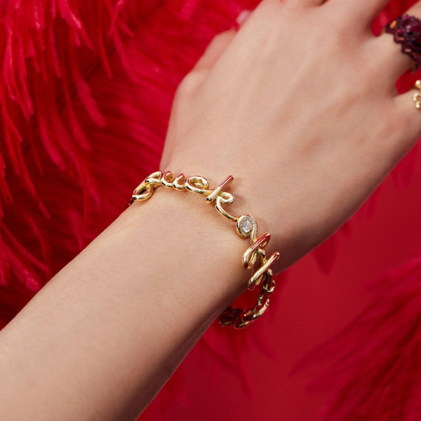 Round Cut Ruby Love-you Marriage Bangle